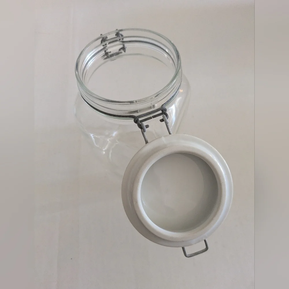 Vintage Glass Storage Jars With Snap Lids. Set Of 3
